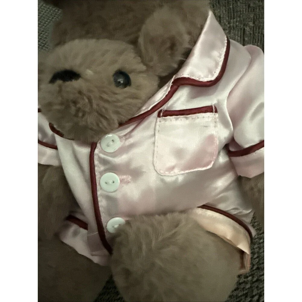 Plush Kangaroo Stuffed Animal Pink Satin Pajamas Holding Baby Joey Plush Toy